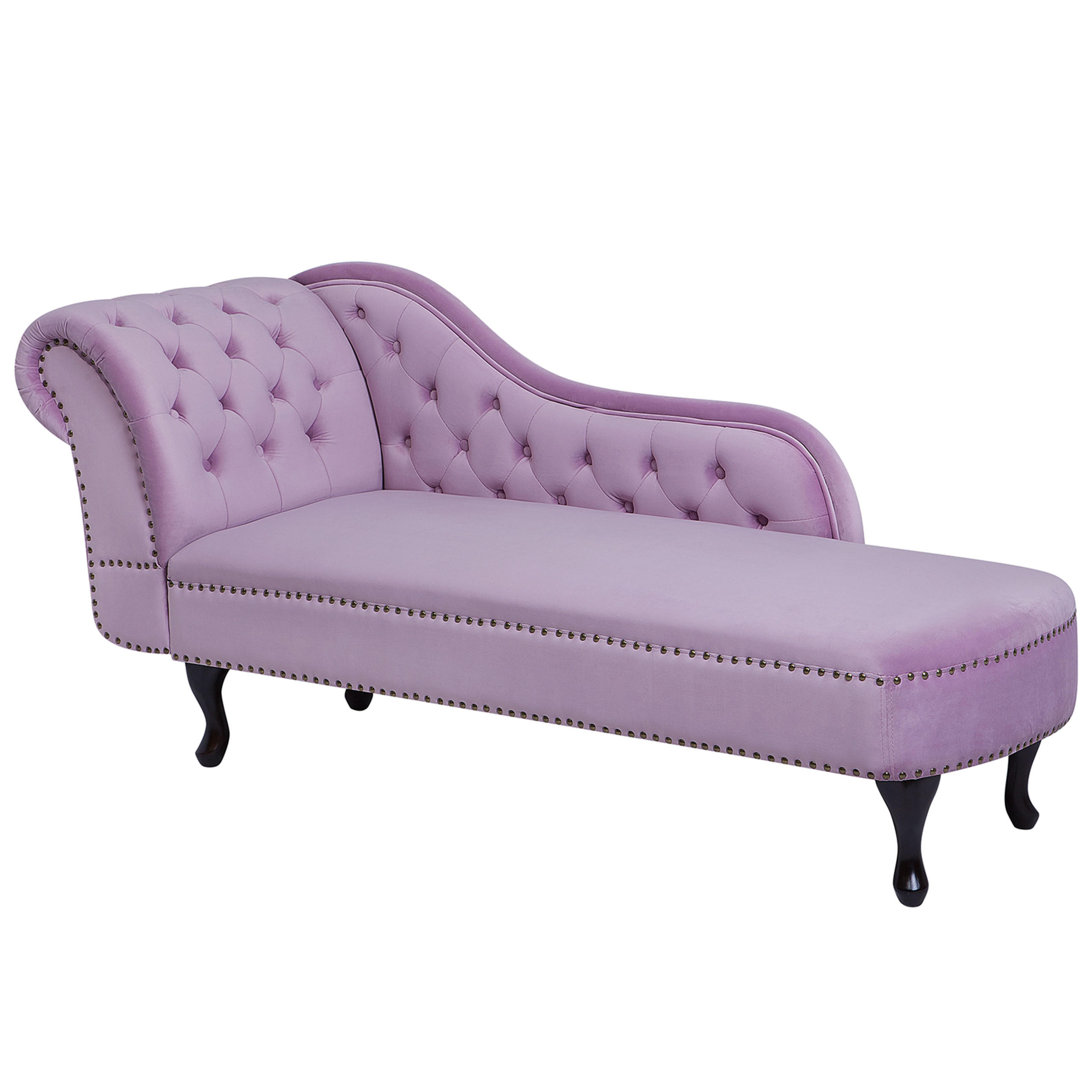 CHAISELONGUE Samtstoff violett linksseitig Nimes - Violett/Schwarz, Textil (170/79/61cm) - Beliani