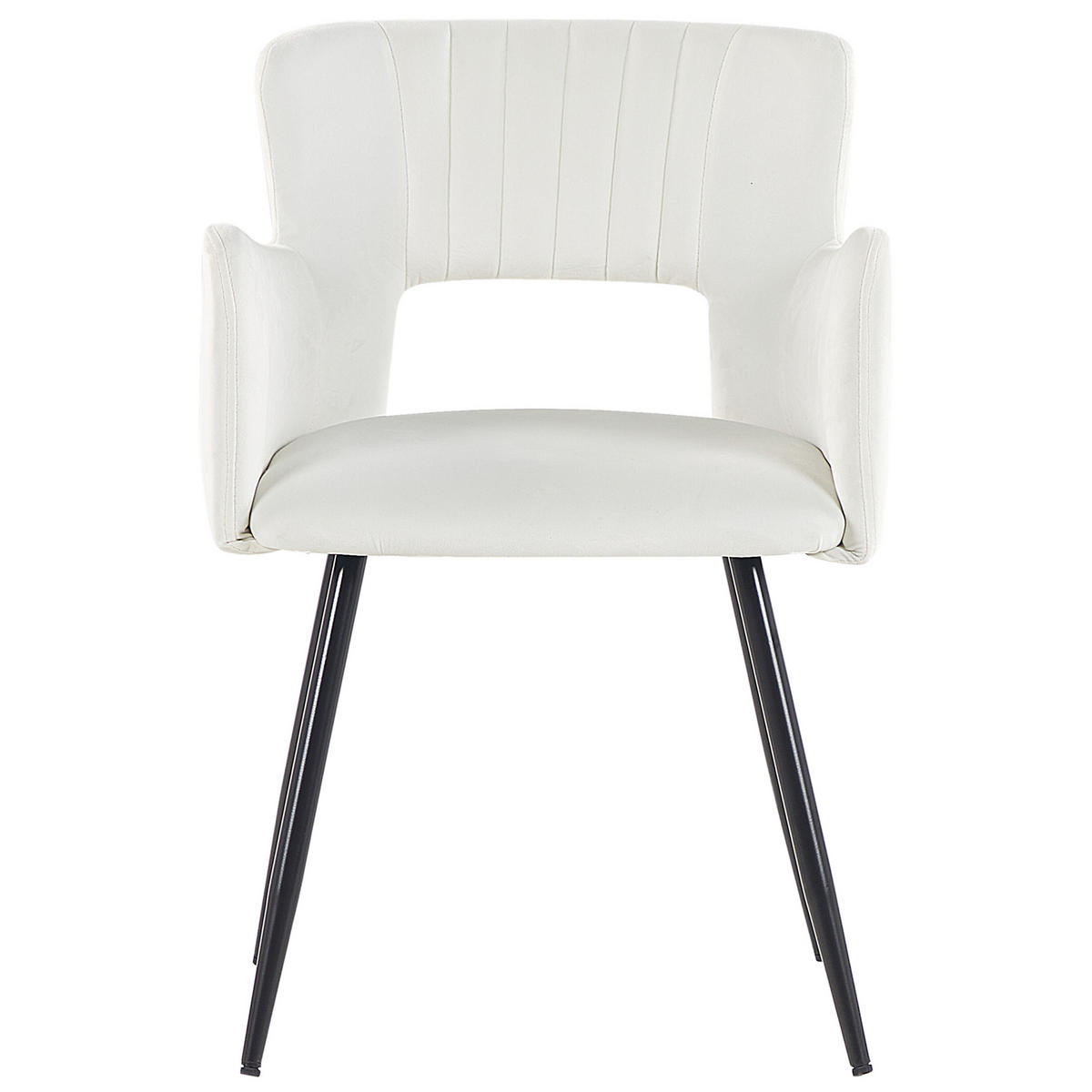 ESSZIMMERSTUHL 2er-Set Samtstoff Weiß Sanilac - Weiß, Textil/Metall (52/75/44cm) - Beliani
