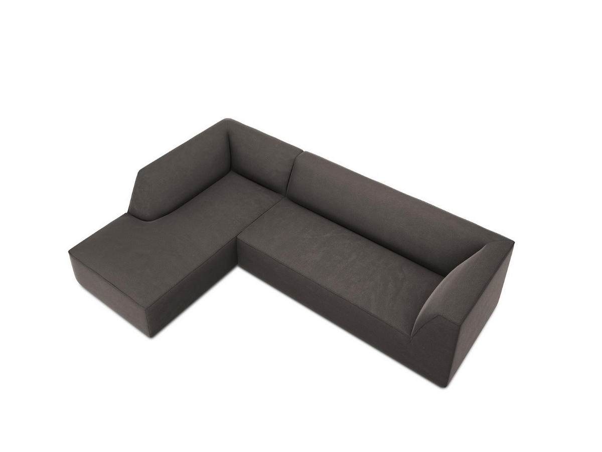 ECKSOFA links Ruby aus Samt dunkelgrau 4 Sitzplätze - Dunkelgrau, Textil (180/273cm) - Micadoni