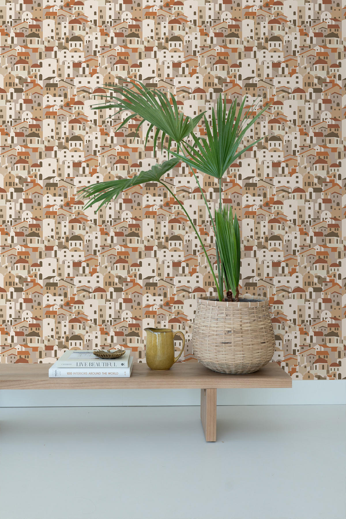 TAPETE Mediterrane Häuser 50 x 900 cm - Terracotta, Papier (50/900cm) - ESTAhome