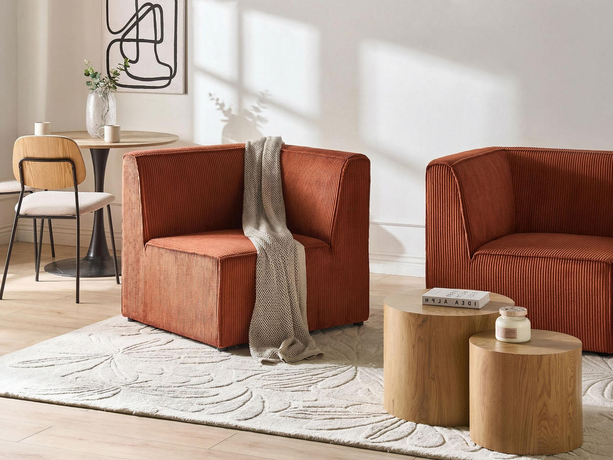 ECKMODUL Cord Goldbraun linksseitig Lemvig - Goldfarben, Textil (83/78/83cm) - Beliani