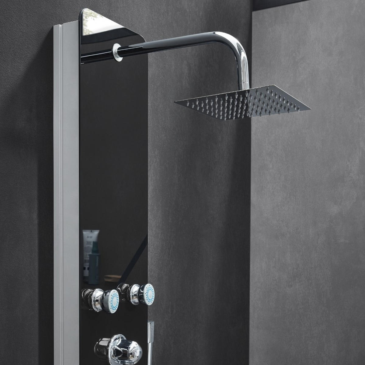 DUSCHPANEEL DIVE - Schwarz - Schwarz, Metall (25/150/9cm) - Home Deluxe