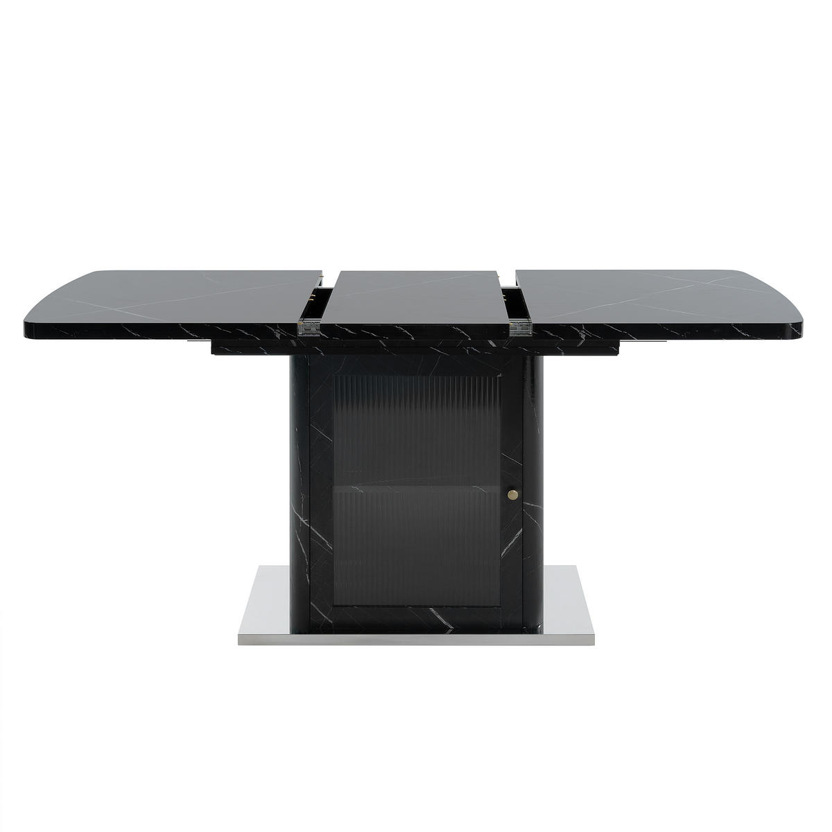 ESSTISCH DE-37271 120-160 cm ausziehbar mit Marmor-Dekor Schwarz - Schwarz, Holzwerkstoff (160/80/76cm) - ComfortXL