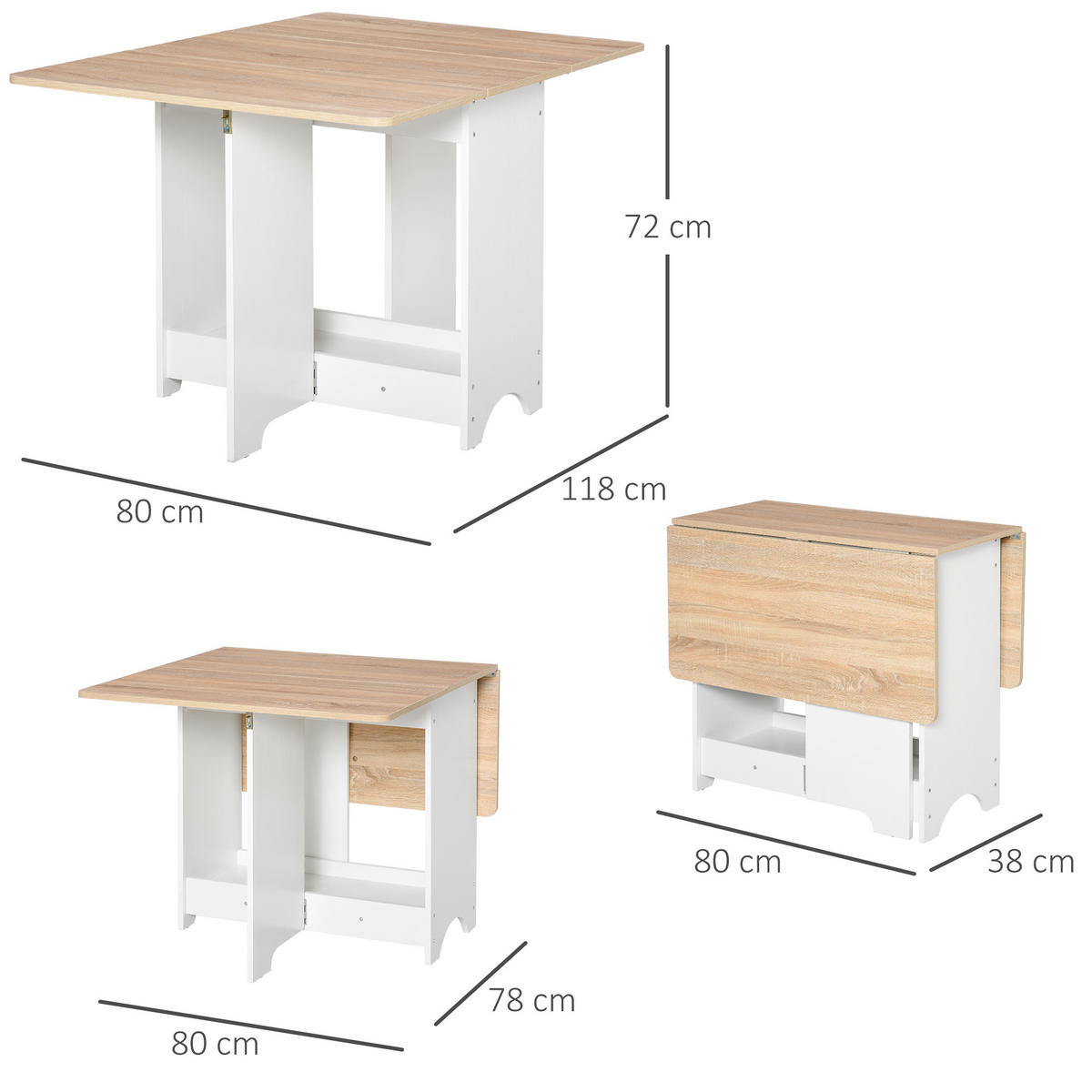 ESSTISCH Weiß, Holzoptik 1 Stück - Weiß, Metall (118/80/72cm) - GiPP