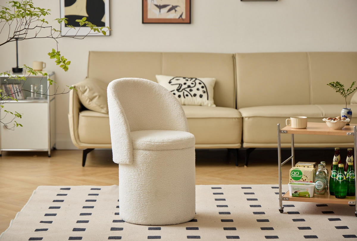 POUF Wolle Weiß - Weiß, Textil (46/78/43cm) - Nordlys