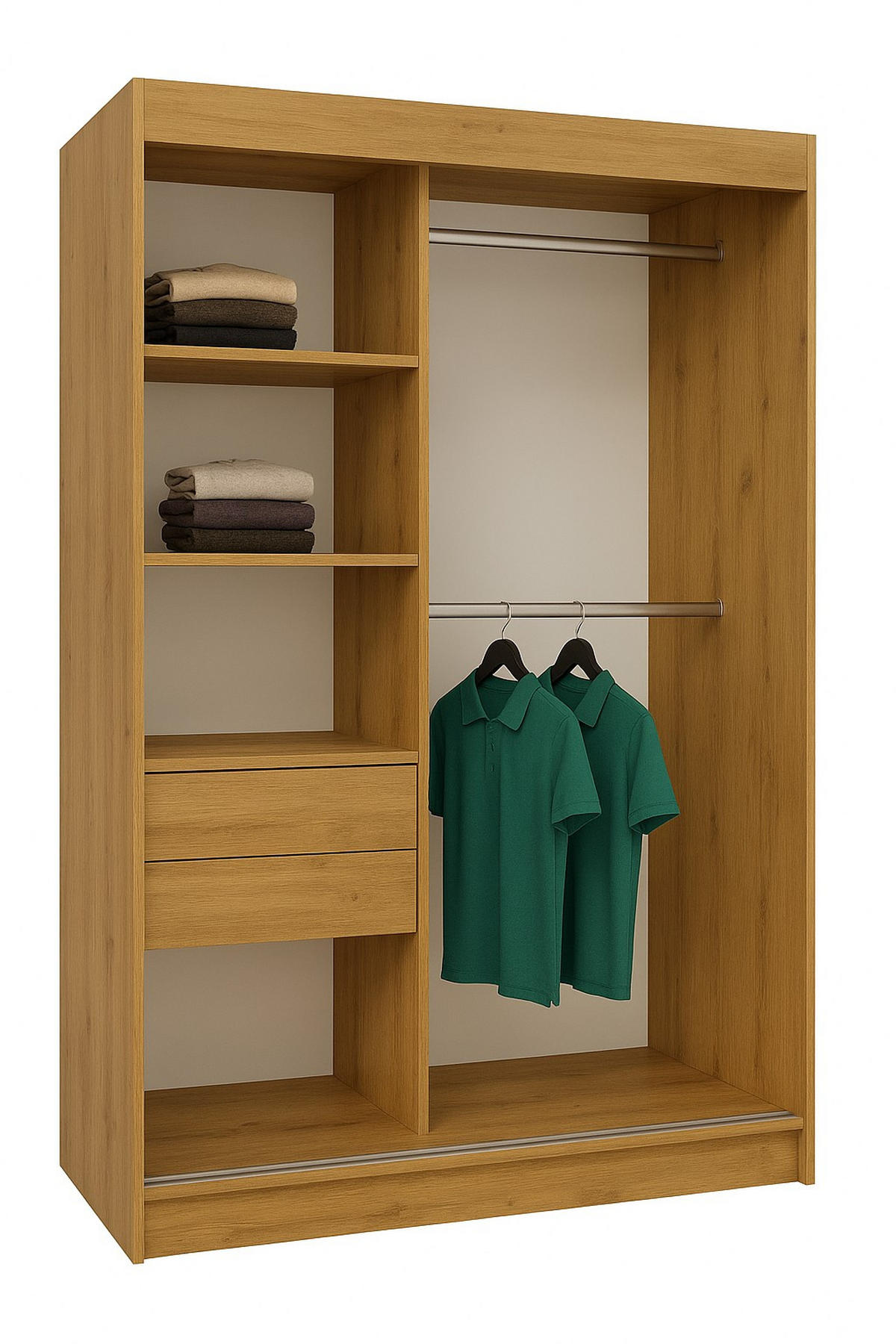 SCHWEBETÜRENSCHRANK Erika 120 cm mit Lamellen und Spiegel 2-türig, Artisan, Artisan, Lamelle weiß - Eiche Artisan/Braun, Kunststoff (120/216/51cm) - Margaret Hadas24