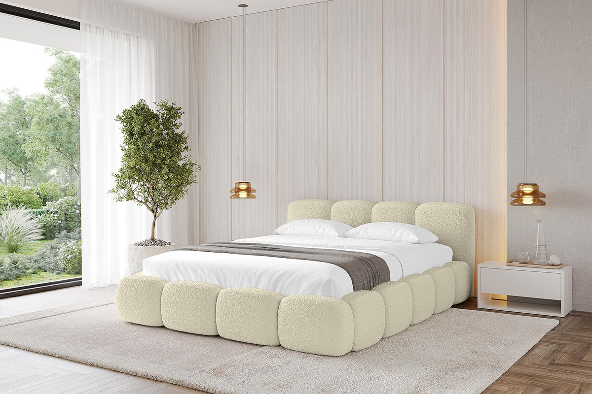 POLSTERBETT mit Bettkasten und Lattenrost, Boxbett ohne Matratze - KALA-v1 180x200 Beige - Beige, Holzwerkstoff/Textil (180/200cm) - ALTDECOR