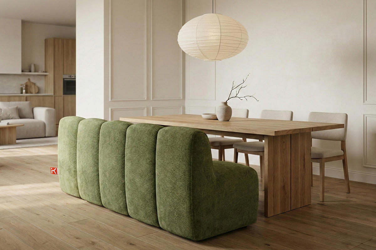 ESSZIMMERBANK BRESCO, Olivgrün - Olivgrün, Holz/Holzwerkstoff (203/80/72cm) - KONSIMO®