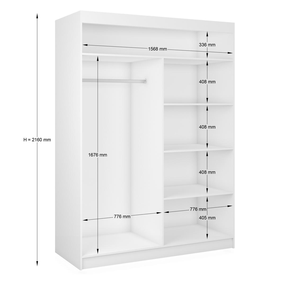 SCHWEBETÜRENSCHRANK BELLINA 160/216/61 cm 2-türig mit Spiegel Grau - Grau, Holzwerkstoff (160/216/61cm) - MASSENO