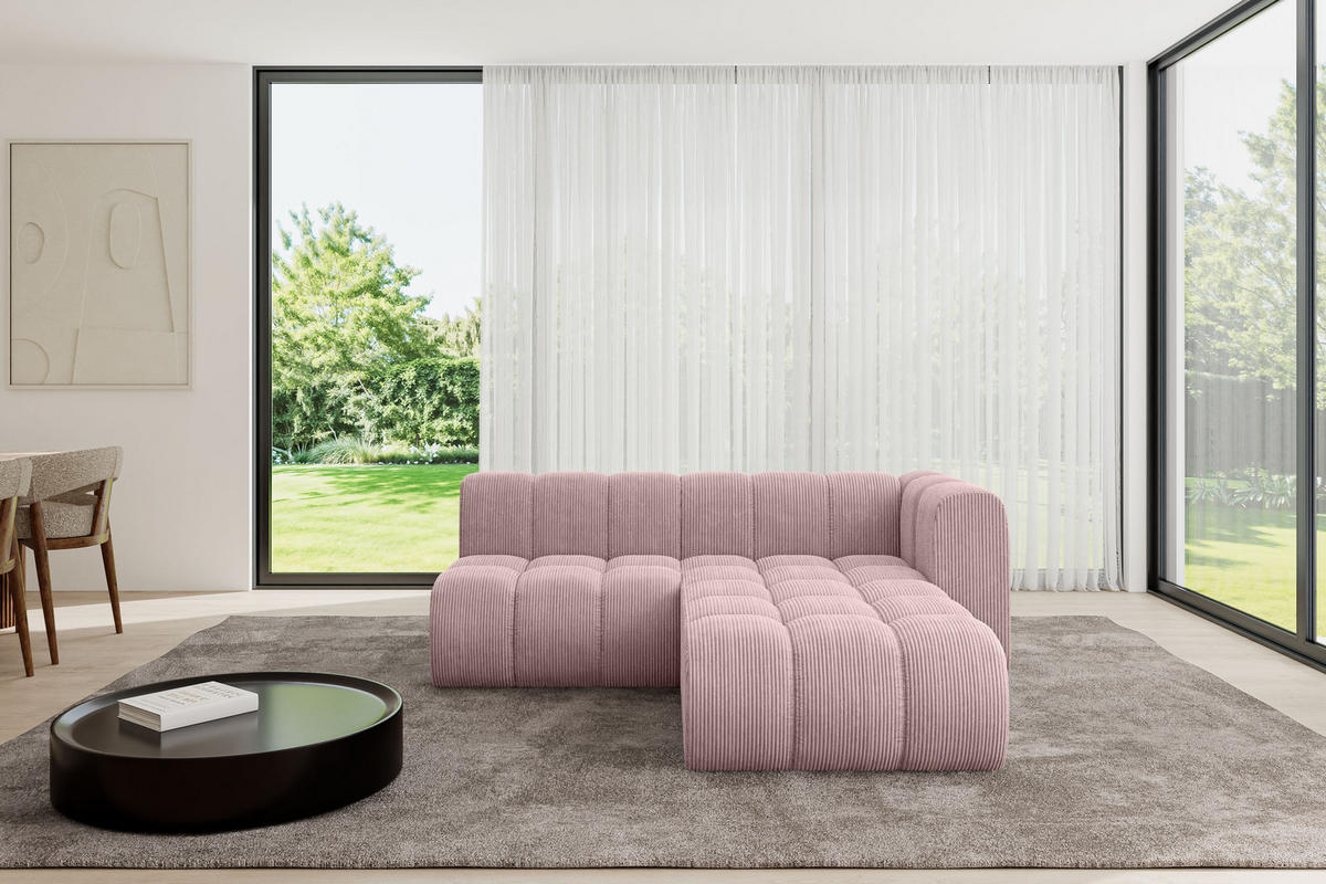 ECKSOFA modulares Sofa Darnel-L1 - 205x177x70 cm Rosa - Rosa, Holzwerkstoff/Textil (205/177cm) - ALTDECOR
