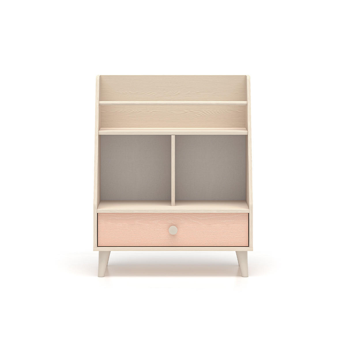 KNIHOVNA Alycia Béžová - Korálově růžová - Efekt dřeva - růžová, dřevo (72/90/36cm) - Petits-meubles