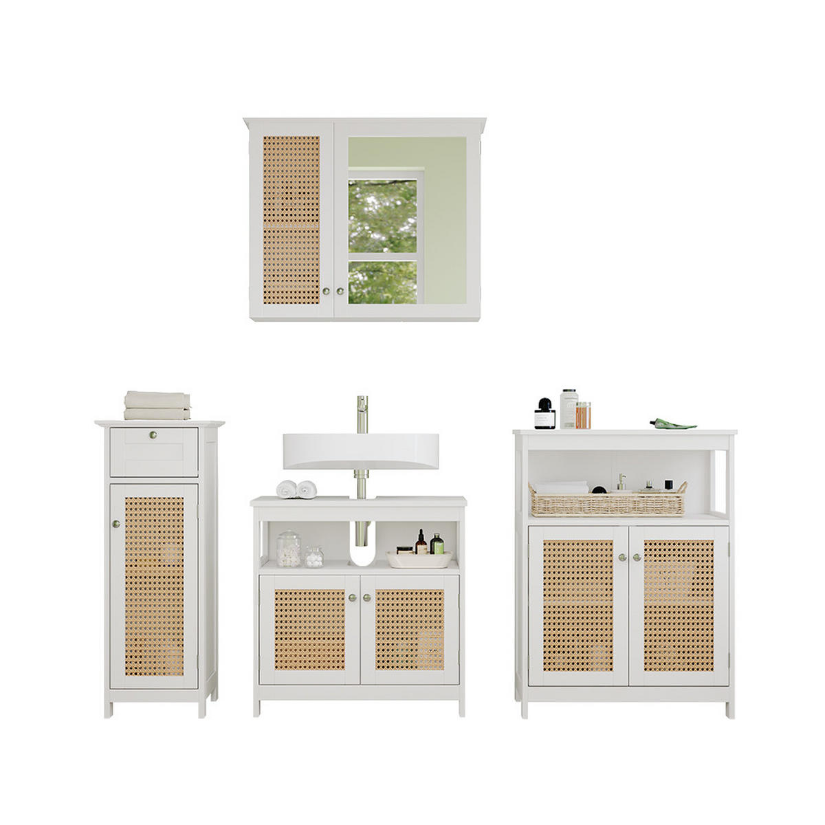 BADMÖBEL-SET Rosario Weiß 4 Teile, mit Midischrank - Weiß, Holzwerkstoff (60/60/30cm) - Vicco