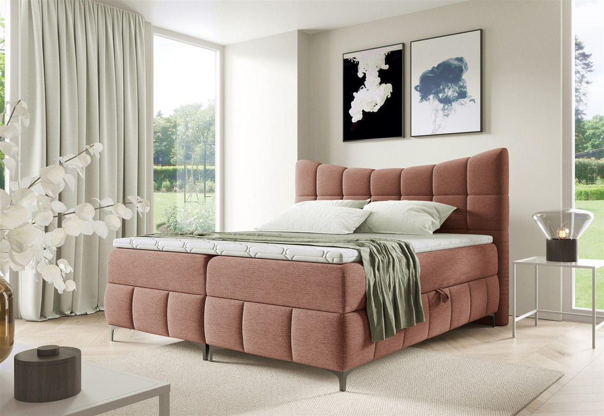 BOXBETT Charles Premi.. In Freya - Rosa, Holzwerkstoff/Textil (120/200cm) - Fun Möbel