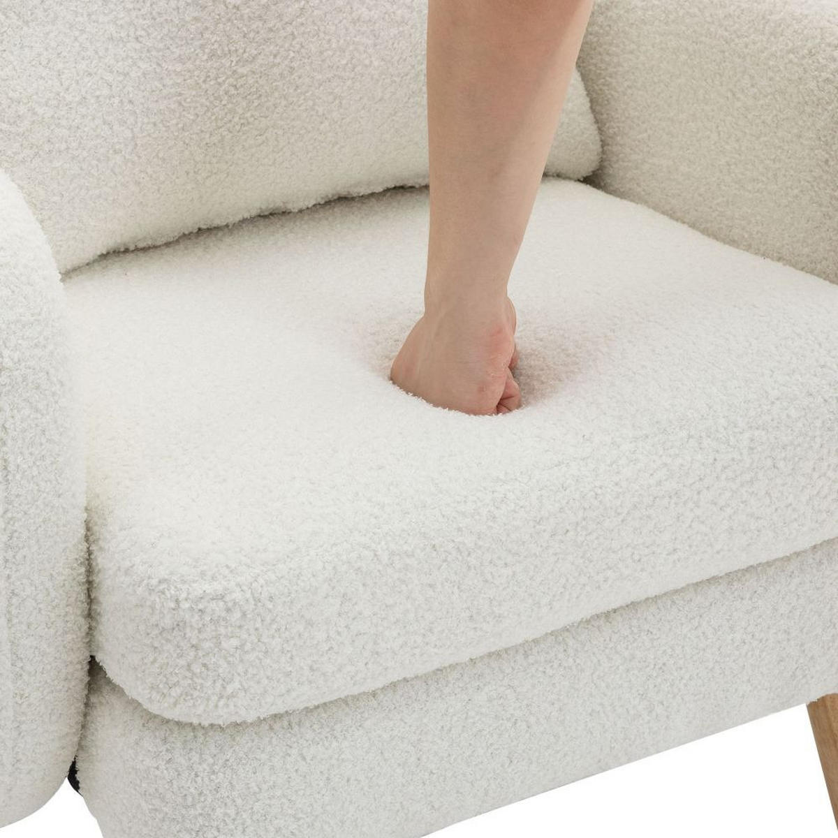 SESSEL in Weiß Teddy-Samt - Weiß, Textil (72/79/71cm) - KOMHTOM