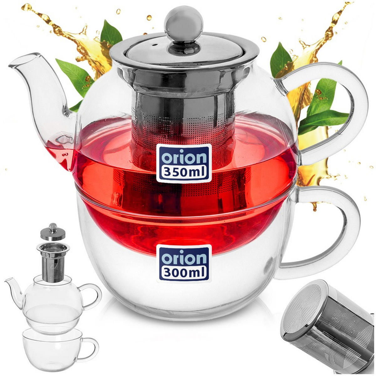 TEEKANNE Glas mit Tasse und Teesieb 300+350 ml 2 Stück. - Transparent, Glas (0.3L) - Orion 