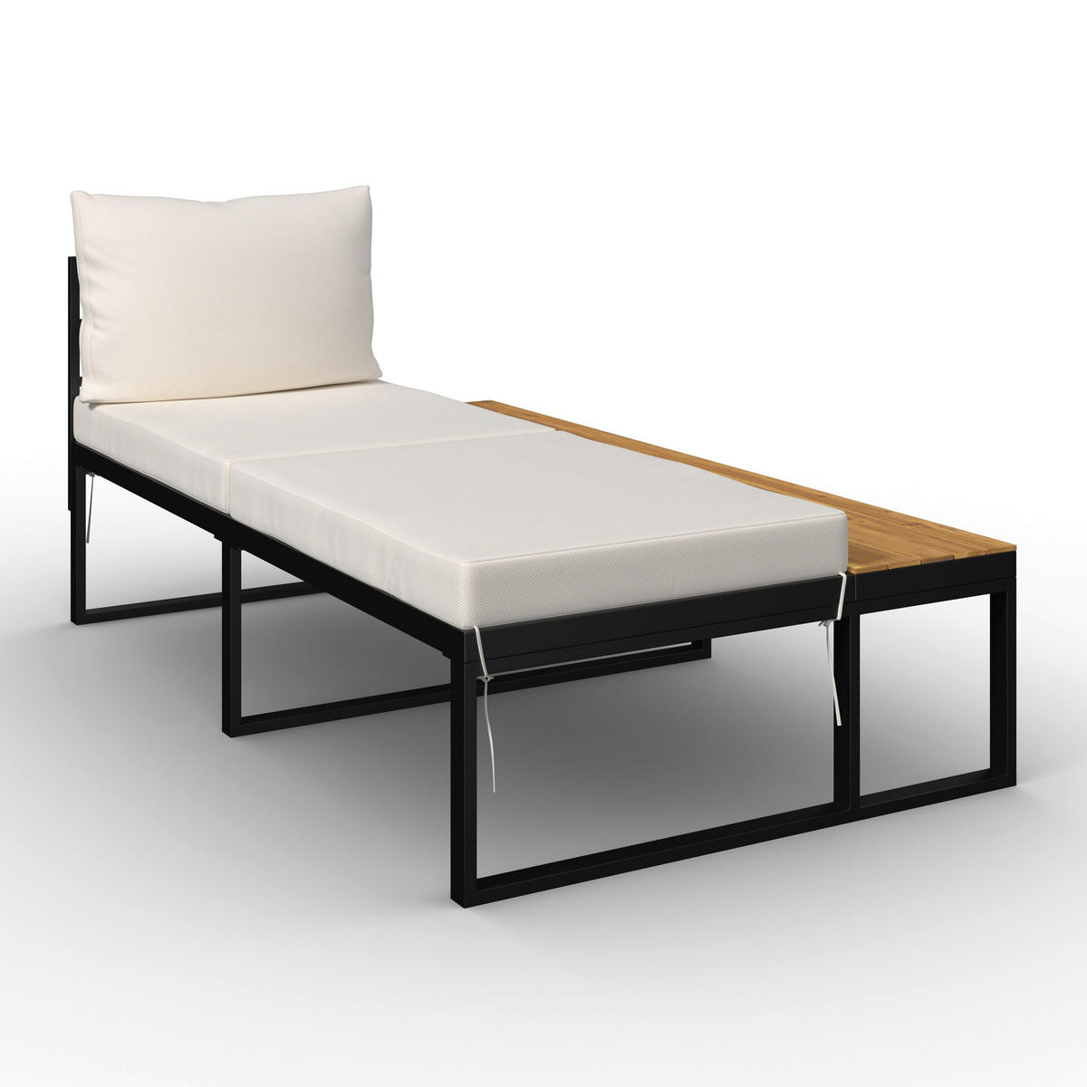 LOUNGEGARNITUR Adriano Creme Akazie/Metall/Outdoorstoff - Creme, Holz