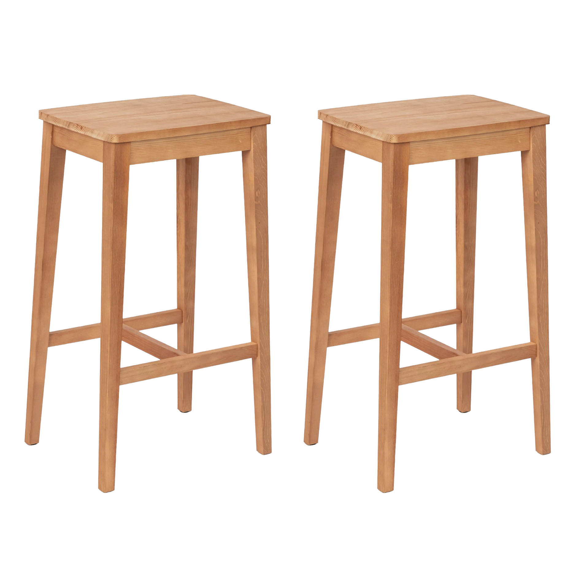 HOCKER 2er-Set Holz - Walnussfarben, Holz (40/74/44cm) - Urban Meuble