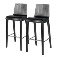 BARSTUHL - 2er-Set - Kunstleder / Esche teilmassiv - Schwarz, Holz/Holzwerkstoff (42/103/49cm) - home24
