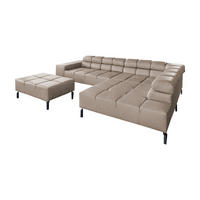 ECKSOFA NELSON Grau Leder - Schwarz/Grau, Leder/Metall (321/216cm) - KAWOLA