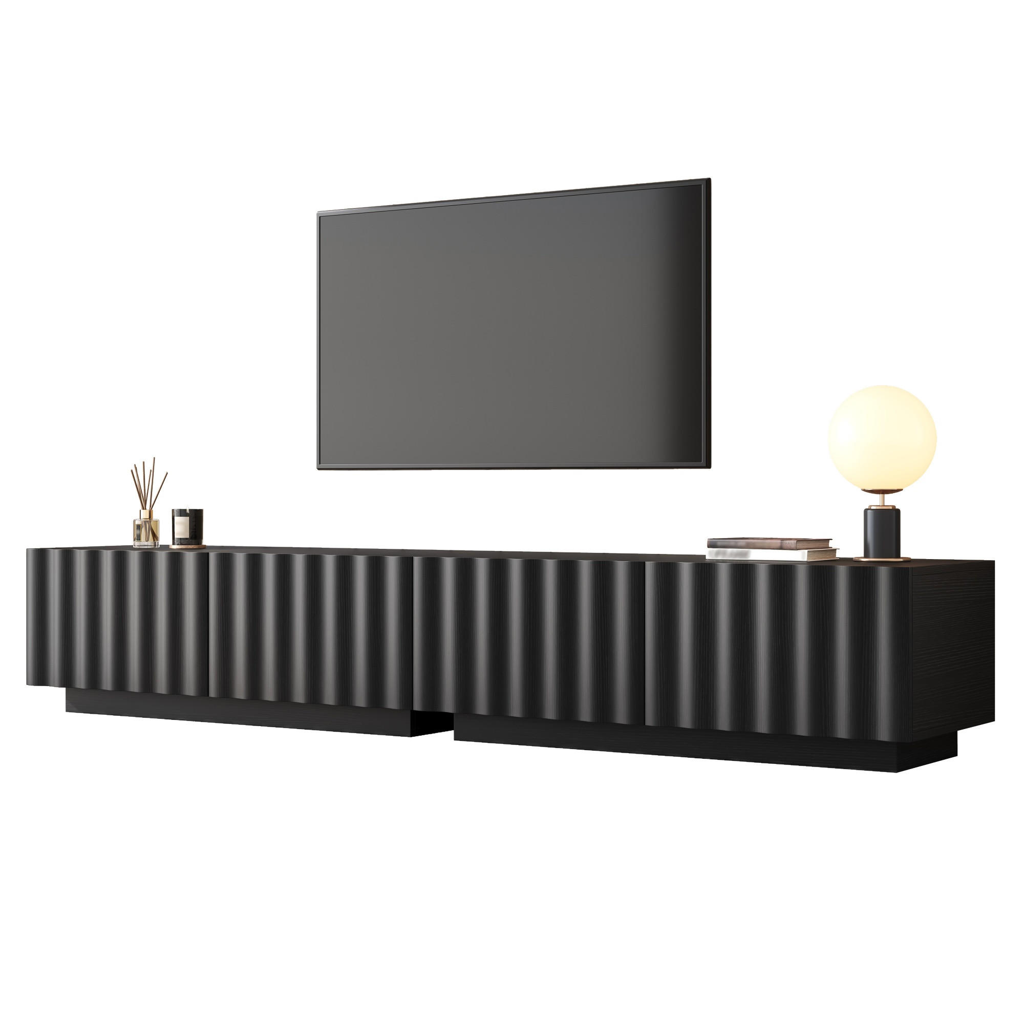 STILVORA TV STOLEK černý se zásuvkami a kovovými nohami, 180×35×40 cm, do obývacího pokoje