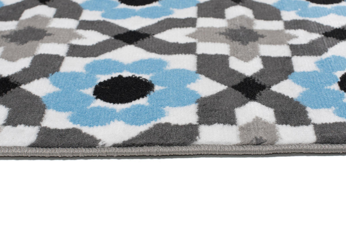 TEPPICH MAYA Blau Floral Mosaik Geometrisch 300/400 cm - Blau, Textil (300/400cm) - Tapiso