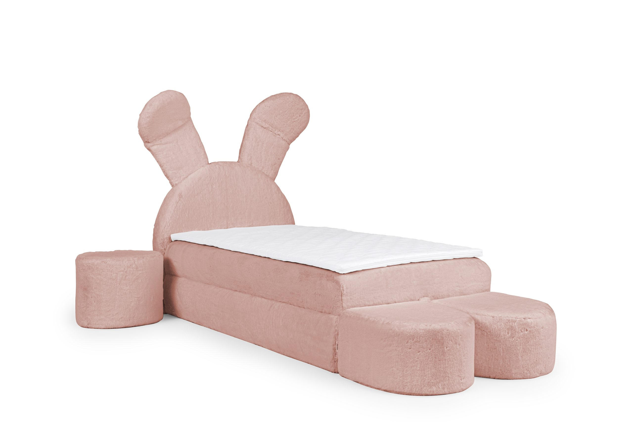 KINDERBETT Boxbett aus Kunstfell Carlow Premium Junior 100x200 cm, Rosa - Pink, Textil (100/200cm) - Meblito