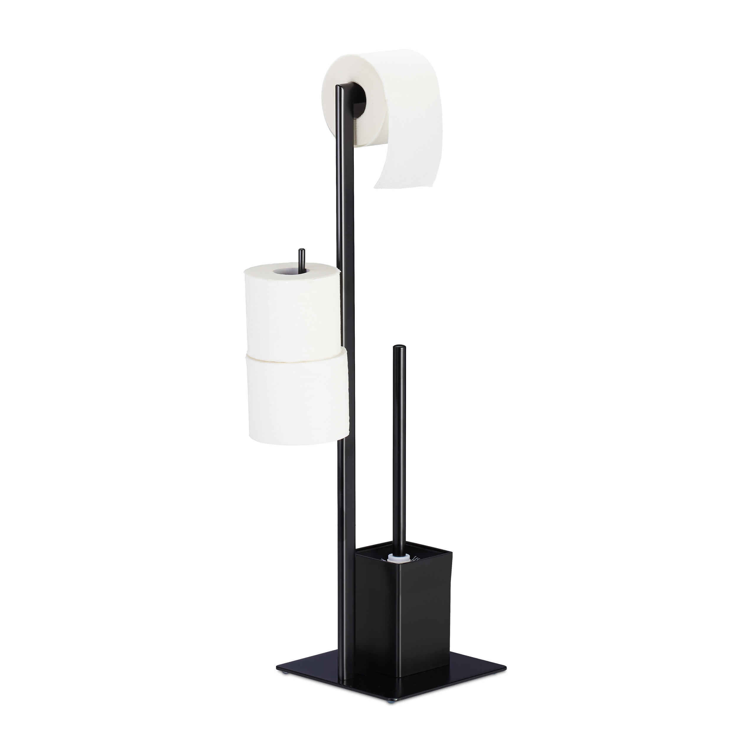 WC Garnitur - Schwarz, Metall (25/72/20cm) - Relaxdays