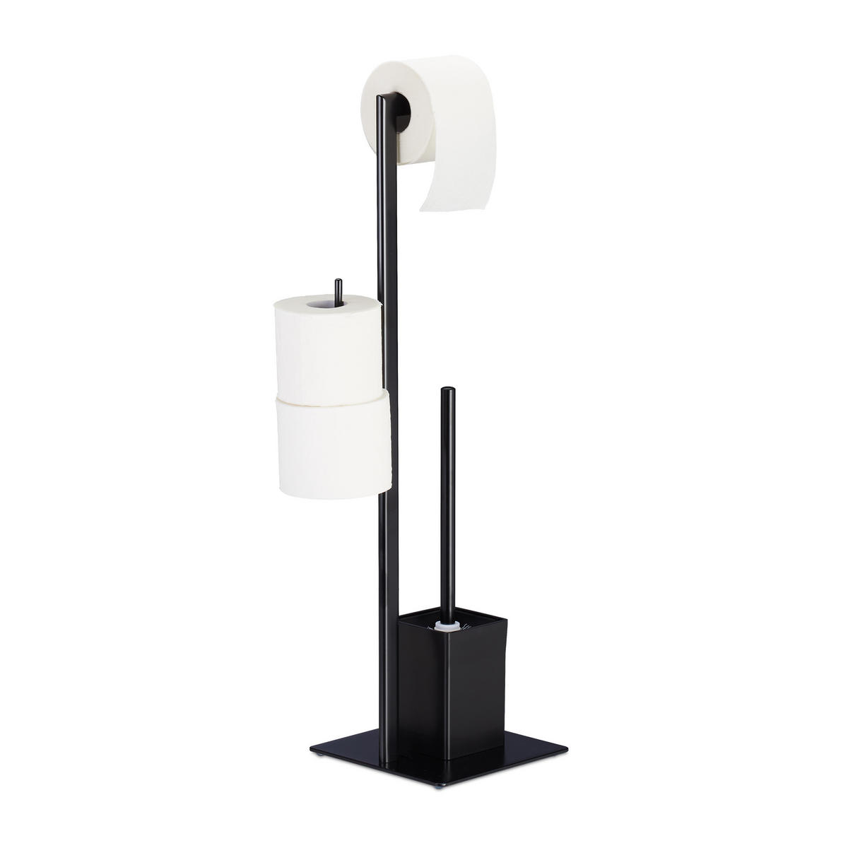 WC Garnitur - Schwarz, Metall (25/72/20cm) - Relaxdays