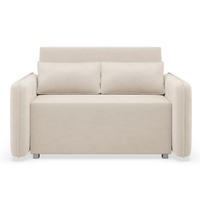 2-SITZER SCHLAFSOFA Duelia Hellbeige, hydrophobe Chenille - Ecru/Schwarz, Textil/Metall (144/85/124cm) - Selsey
