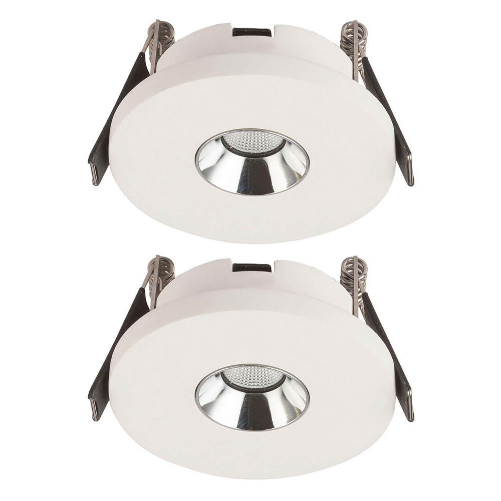 LED EINBAUSTRAHLER Christine Gips Weiß Chrom 2er Set - Weiß, Metall (9/6/9cm) - Globo Lighting