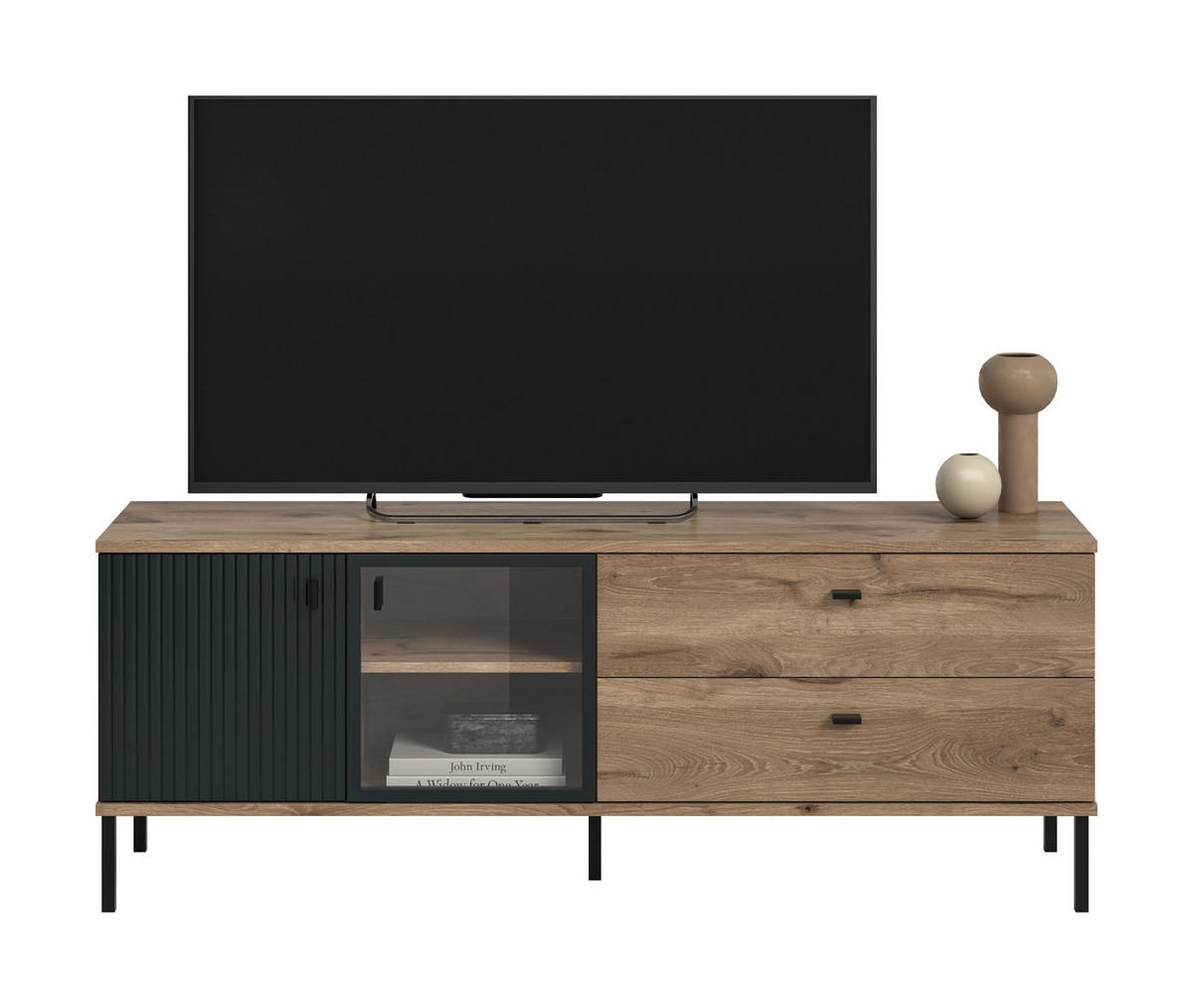 LOWBOARD Chess schwarz 154/41/57 cm - Braun, Holzwerkstoff (154/57/41cm) - Xonox