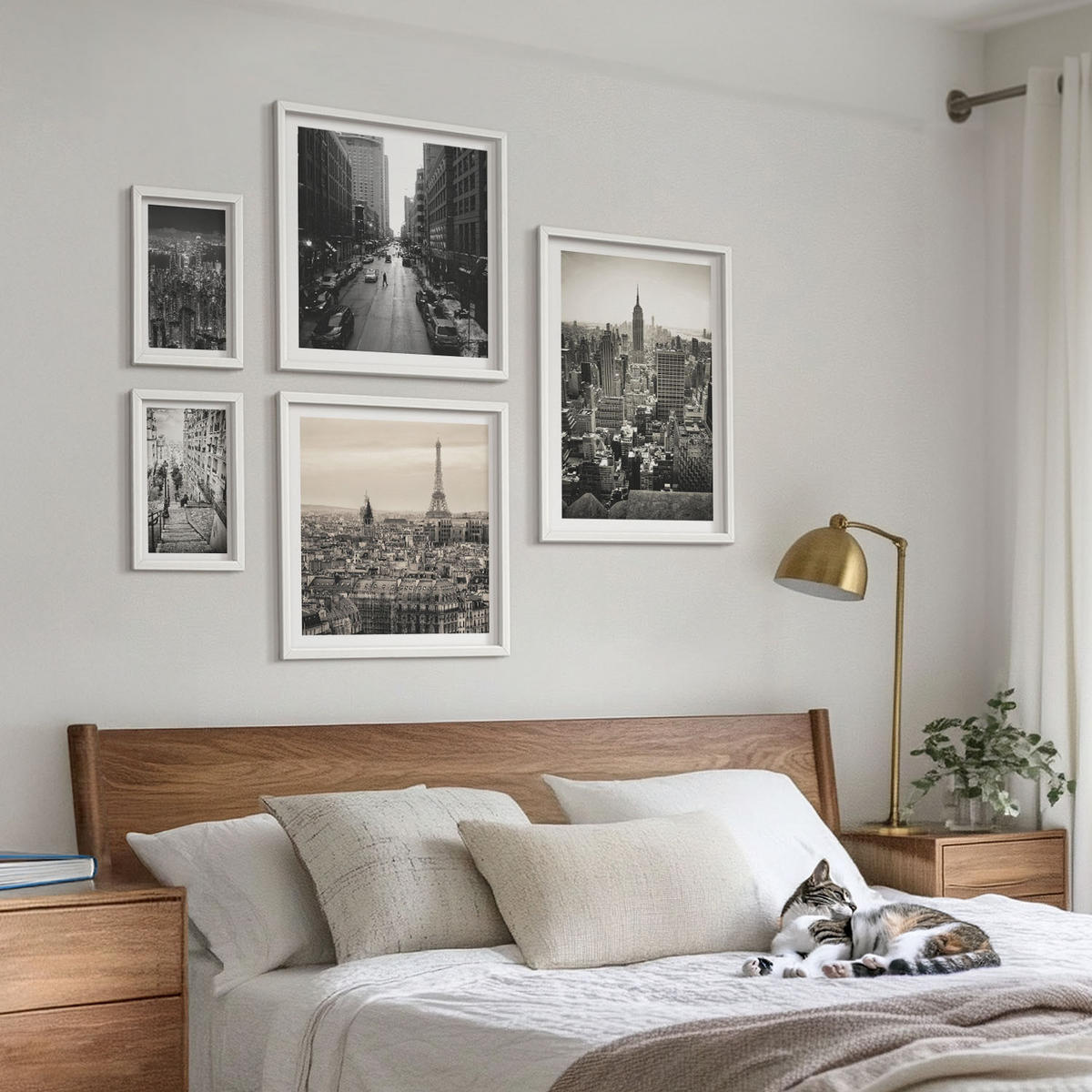 WANDBILDER 5er-Set - 50x50 cm & 20x30 cm & 40x60 cm Weißer Rahmen - Winterlandschaften, Wasserfälle, Nordlichter - Weiß, Kunststoff (40/60cm) - ArtPrintCave