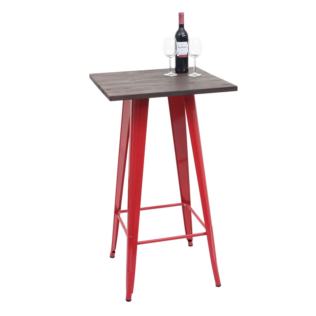 STEHTISCH INKL. HOLZ-TISCHPLATTE rechteck Rot - Rot, Holz (60/60/107cm) - MCW