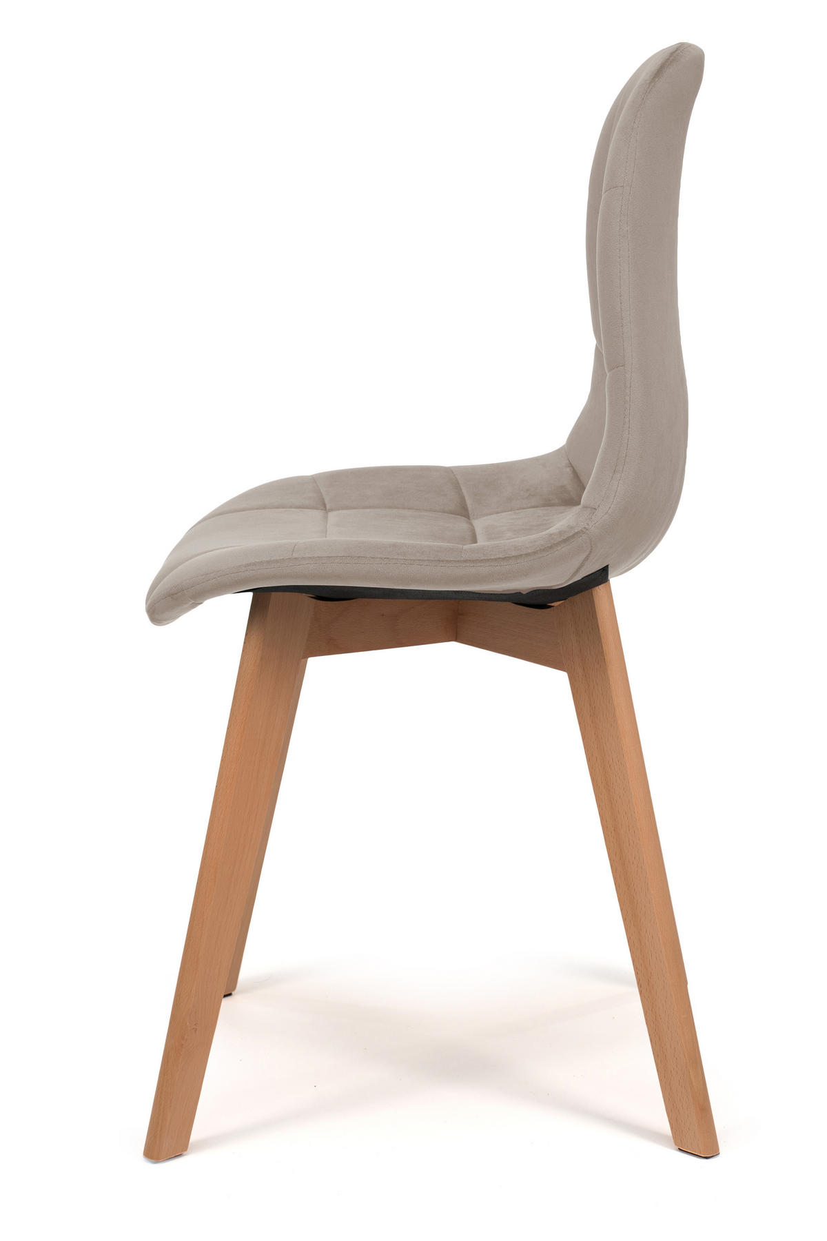 STUHL VEGAS im skandinavischen Stil - dunkelbeige - Samt Velours - Beige/Naturfarben, Holz/Kunststoff (47/86/42cm) - NEW HOME