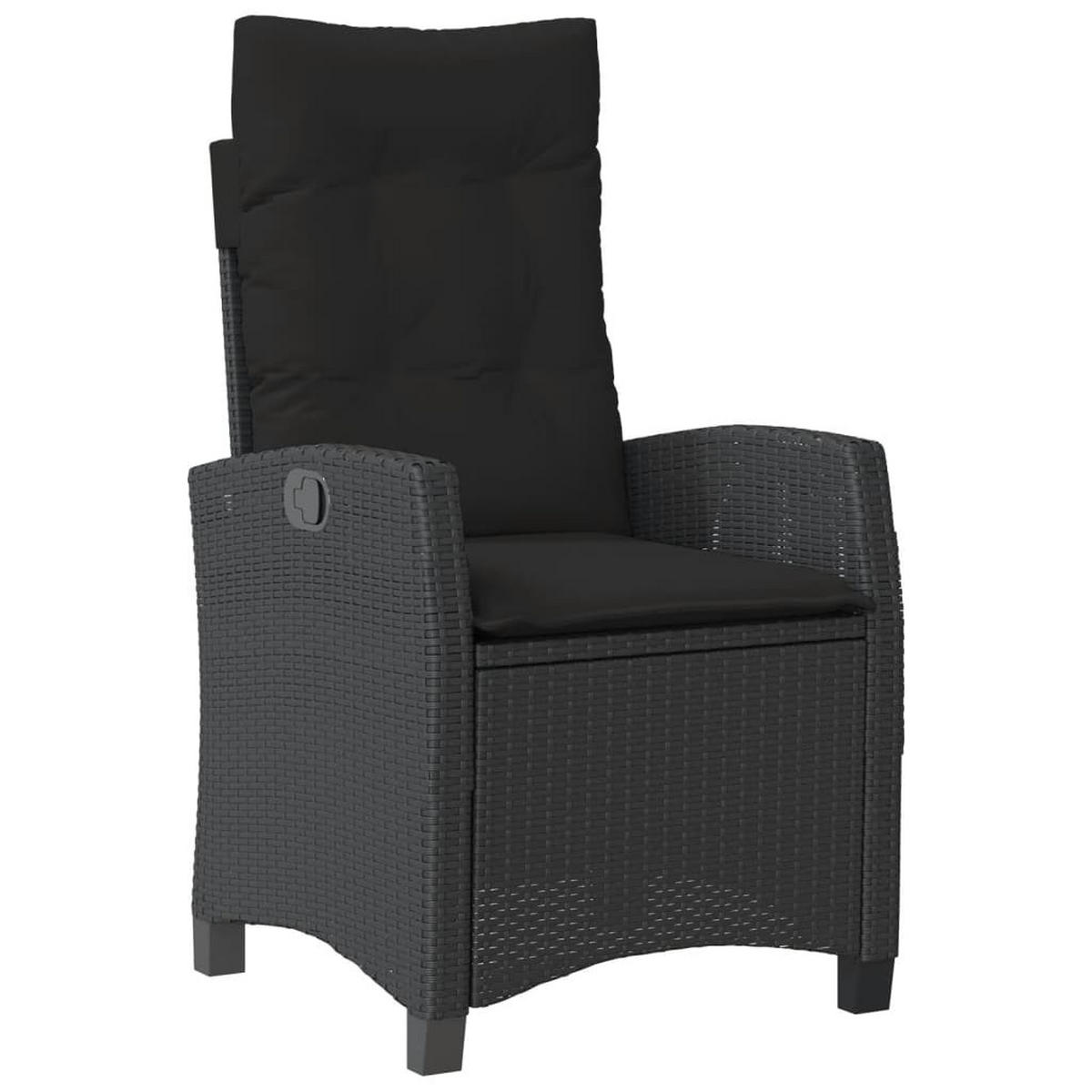 GARTEN-ESSGRUPPE 7Er Set Mit Kissen Schwarz Poly Rattan - Schwarz, Kunststoff - vidaXL