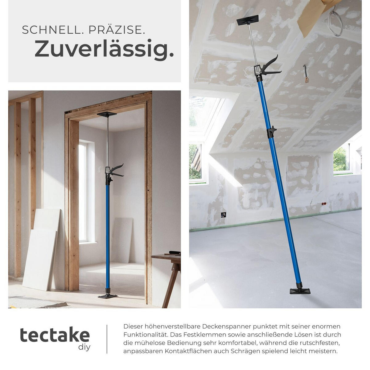 TELESKOPSTÜTZEN 4er Set, mit Schnellspannsystem, blau - Blau, Textil - tectake