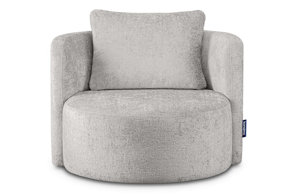 DREHSESSEL RAGGI 360° Drehfunktion mit inklusive dekorativem Kissen, Aschgrau - Hellgrau/Grau, Textil (92/75/94cm) - KONSIMO®
