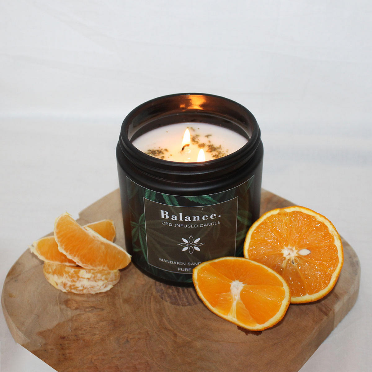 C.B.D. Duftkerze - Dunkelbraun, Glas/Naturmaterialen (9.5cm)