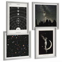 BILDER SET 4er Set - 50x50 cm & 40x60 cm Silberner Rahmen - Galaxie im Sonnensystem - Silberfarben, Kunststoff (50/50cm) - TULUP