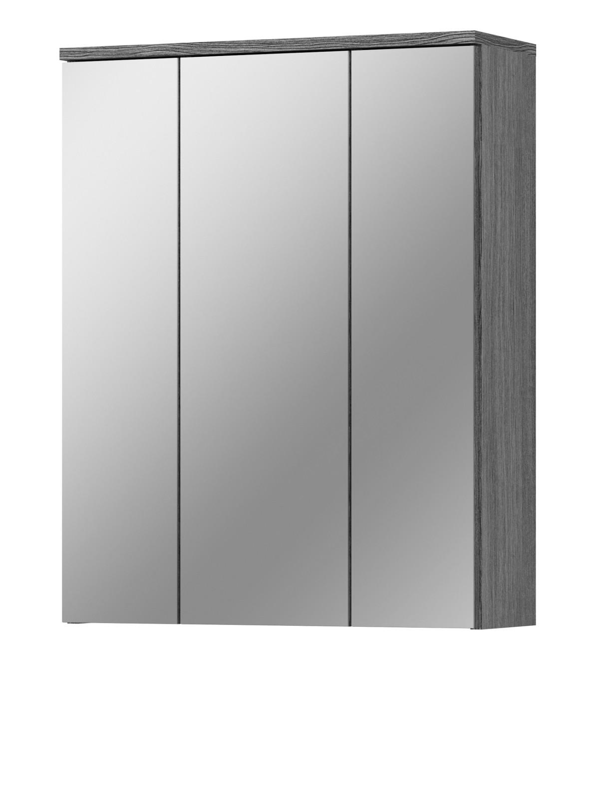 SPIEGELSCHRANK grau Rauchsilber 60 cm, Badschrank 3-türig - Grau, Glas/Holzwerkstoff (60/77/21cm) - Inn.Furn