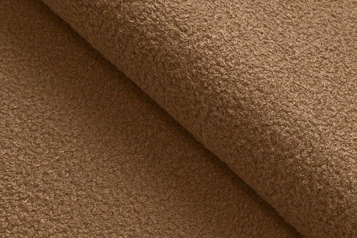 SOFA TAUER 3-Sitzer, Bouclé-Stoff braun - Schwarz/Braun, Holz/Textil (206/84/112cm) - Courtois Laville