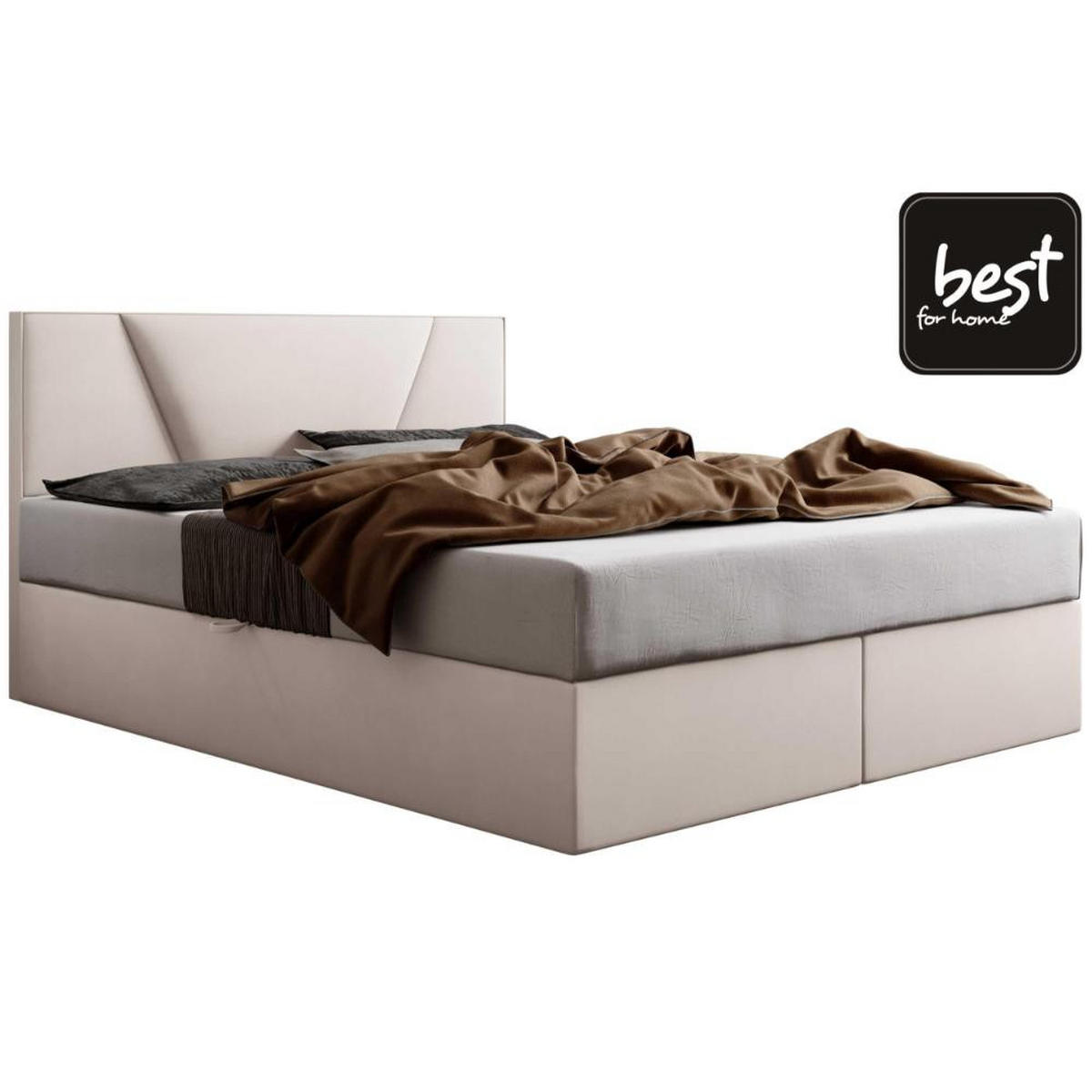 BOXBETT Jubilee Bonellfederkern inkl - Creme, Holz/Holzwerkstoff (140/200cm) - Best For Home