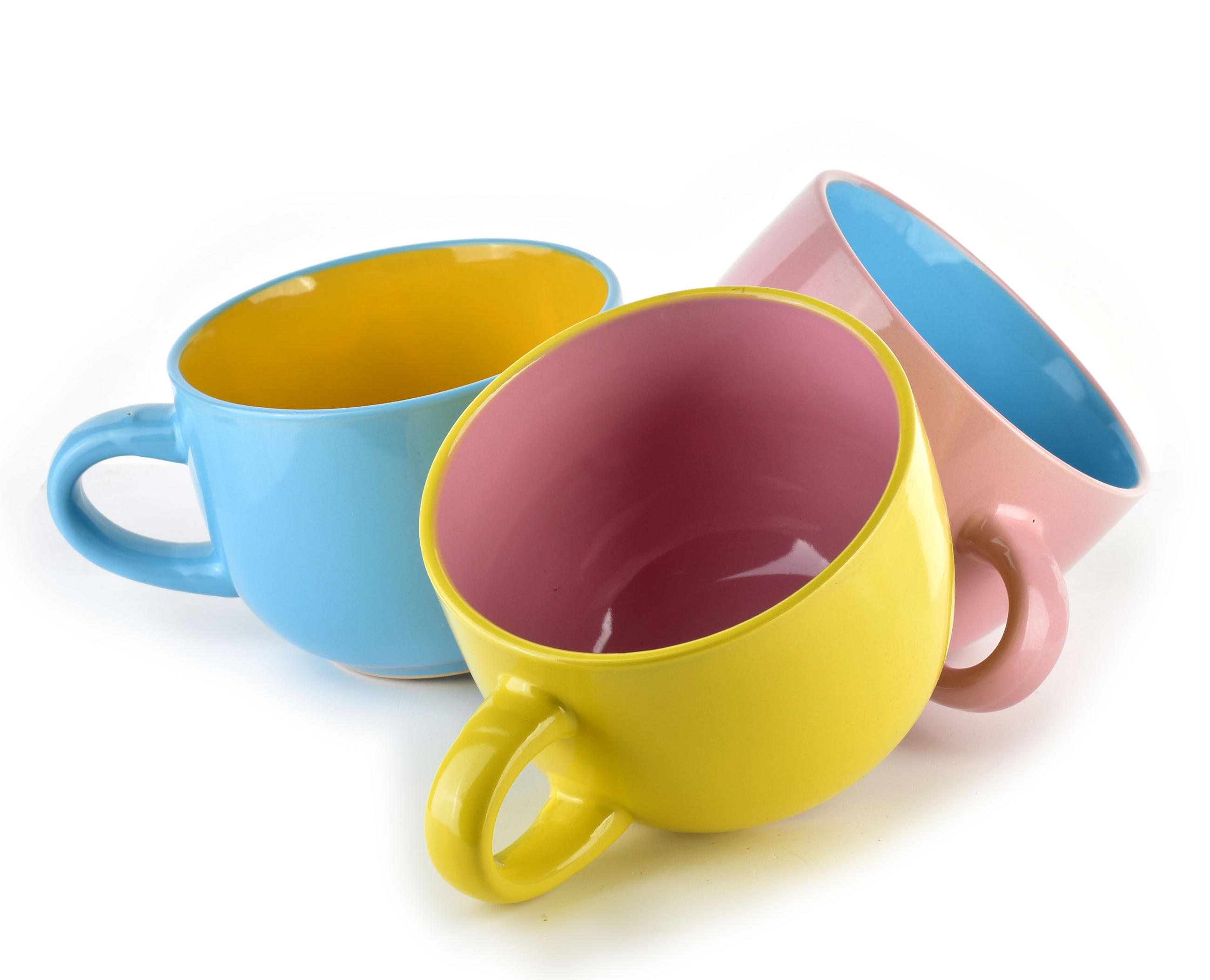 BECHER Basic Nature Gelb Rosa 17.5/13/10 cm Keramik - Gelb/Rosa, Keramik (0.75L) - Mondex