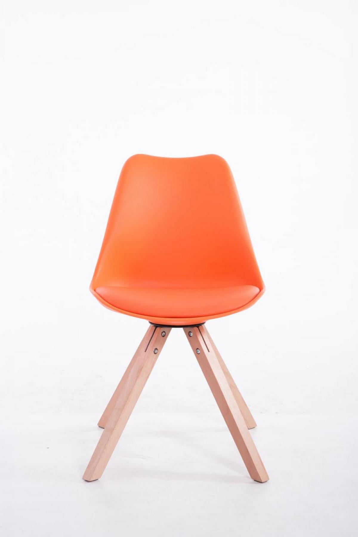 STUHL Lederlook orange - Eukalyptusholzfarben/Orange, Holz/Textil (47.5/83/55.5cm) - CLP