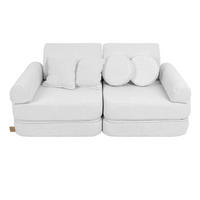 KINDERSOFA, Boucle, Pocket Plus, Weiß - Weiß, Textil (120/25/60cm) - MeowBaby