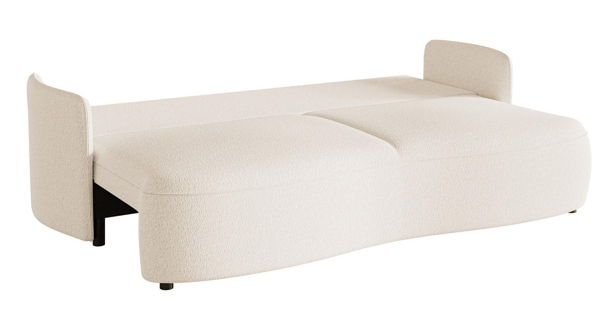 SOFA Raviolo Creme mit Bouclé-Bezug - Creme/Schwarz, Kunststoff/Textil (230/95/103cm) - Selsey