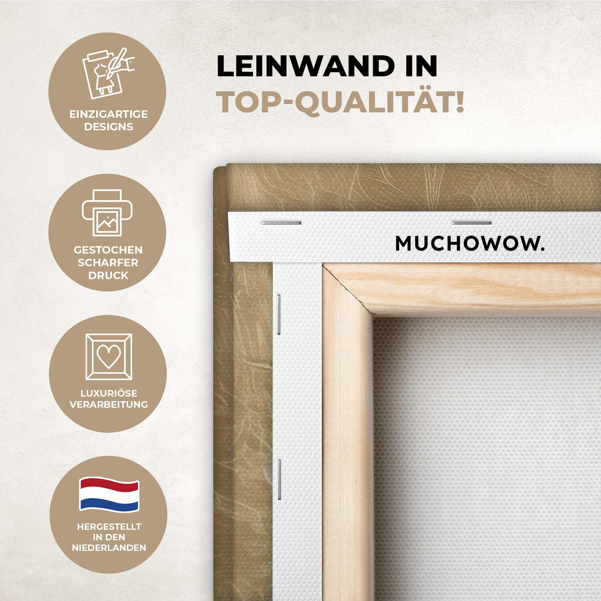 LEINWANDBILD Gesicht - Blumen - Gold - Abstrakt Wandbild Wohnzimmer 60x80 cm - Goldfarben, Textil (60/80cm) - MuchoWow