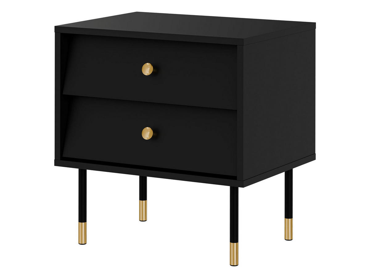 NACHTTISCH-SET Valerio 2S (2 Stück) - Goldfarben/Schwarz, Holzwerkstoff/Kunststoff (52/55/39cm) - MIRJAN24