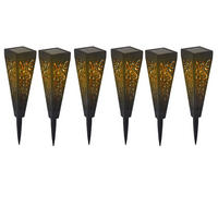 LED AUSSENLEUCHTE Solar Erdspieß Schwarz Gold 6er Set - Schwarz, Kunststoff (7/7/33cm) - Globo Lighting