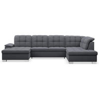 WOHNLANDSCHAFT Jamaal Dunkelgrau Velours linksseitig - Dunkelgrau/Schwarz, Textil (330/106/212cm) - Selsey